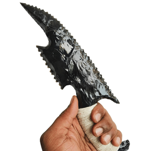 มีดดาเกอร์โบราณทำจากหินออบซิเดียนสีดำ  ใบมีดคริสตัลทำมือ อาวุธป้องกันทางจิตวิญญาณ ของตกแต่งเชิงนามธรรม ของขวัญเชิงสัญลักษณ์ - Product Image 3