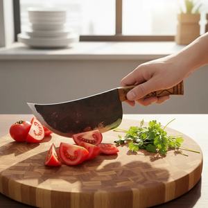 Cuchillo de Cocina Tipo Cleaver de Acero al Carbono de 9 Pulgadas Hecho a Mano con Funda de Cuero Única, Mango Hermoso y Personalizable - Product Image 5