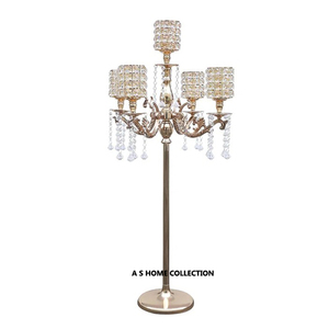 Candelabros decorativos de fiesta de gran tamaño con diseño único de Color antiguo de Metal de alta calidad de 5 brazos de la India - Product Image 3
