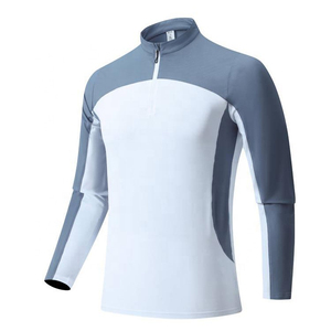 Camiseta personalizada transpirable con cremallera para hombre, ropa de gimnasio de secado rápido, camiseta de fitness para hombre, camiseta de manga larga - Product Image 1