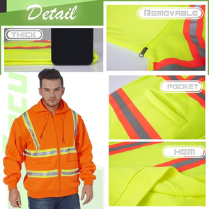 เสื้อฮู้ดสะท้อนแสงสำหรับฤดูหนาวปี 2025 แขนถอดได้ ผ้าฟลีซ เสื้อโค้ทซิปสำหรับผู้ชาย คุณภาพสูง - Product Image 5