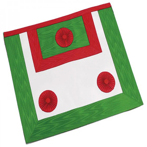 Tablier maçonnique personnalisé brodé avec motif épée et flamme, en velours rouge, noir et blanc, forme carrée, style classique, insigne à coudre - Product Image 6