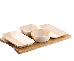 Plateau en bois blanc pur de qualité supérieure, plateau de service et de rafraîchissement rectangulaire en bois avec poignée pour la décoration de la maison - Product Image 2
