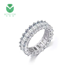 Smaragdschliff Labor-Gezüchteter Diamant Eternity <span class=keywords><strong>Ring</strong></span> <span class=keywords><strong>18K</strong></span> Weiß<span class=keywords><strong>gold</strong></span> 4ct D-Farbe VVS IGI-Zertifiziert Trendiger Maßgefertigter Damen-Ehering - Product Image 1