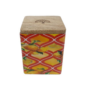 Printed Design <b>Wooden</b> Round Shape <b>Storage</b> <b>Box</b> With Lid Natural Finished for Kitchenware Tabletop Food <b>Storage</b> <b>Box</b> - Product Image 1