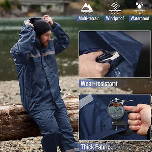 Vente directe d'usine Combinaison de pluie unie sur mesure Respirante de haute qualité Combinaison de pluie pour adulte - Product Image 3