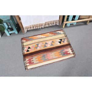 1.9x2.7 ft Turkish <b>Red</b> <b>Wool</b> Vintage Kilim Rug Eco-Friendly Patchwork Polka Dot Design with Latex Backing and Medium Pile - Product Image 4