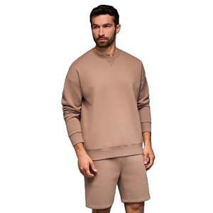 Trendy Men Crewneck <b>Sweat</b> <b>Set</b> 480 GSM Cotton Fleece Streetwear Jogger Suit Casual Winter Tracksuit OEM Private Label - Product Image 2