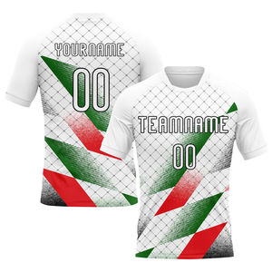 Ventes chaudes Uniforme de volley-ball personnalisé en sublimation de forme géométrique blanc noir rouge-vert Kelly Palestine Logo et nom de l'équipe personnalisés - Product Image 2