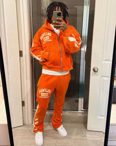 Streetwear de haute qualité pour hommes, ensemble pantalon de survêtement et sweat à capuche évasé avec logo personnalisé et broderie - Product Image 3