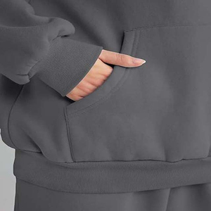 Anti-odeur Capuche Solide Sérigraphie Survêtement Sportswear Formation Jogging Porter Hiver Pull 2pcs Ensembles Service OEM - Product Image 6