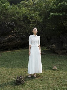 Faldas de mujer de Material orgánico Ten-cel Lyocell con chaqueta de lujo ERA Falda plisada de longitud media diseño trajes elegantes para mujer - Product Image 3