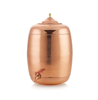 Pot en cuivre 3 pièces ensemble support en métal distributeurs ronds martelés distributeur de pot d'eau de conception martelée en cuivre de qualité supérieure