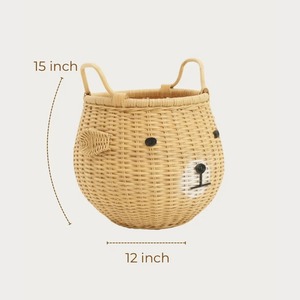 Panier de rangement rectangulaire Bobo l'ours en rotin naturel écologique et moderne - Product Image 4