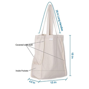 Wholesale Eco-Friendly Recycled Cotton Canvas Shopping Tote <b>Bag</b> Custom Printed Logo Durable Striped Design Recyclable Shopper - Product Image 6