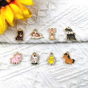 DIY亜鉛合金ジュエリー作りアクセサリーエナメルエナメルかわいいカワイイ漫画動物豚ひよこ牛犬ペンダントチャーム - Product Image 5