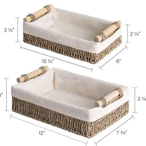 SET Woven <b>Seagrass</b> <b>Basket</b> Set for Living Room, <b>Laundry</b> and Storage, Under Shelf Storage <b>Basket</b>, Handmade Woven Natural Fiber - Product Image 4