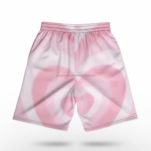 กางเกงขาสั้นตาข่ายผู้ชายขายส่ง น้ำหนักเบา รับผลิตตามแบบ (OEM) ลายการ์ตูนน่ารัก พิมพ์ลายหัวใจสีชมพู กางเกงขาสั้นลำลองฤดูร้อนปี 2026 - Product Image 2