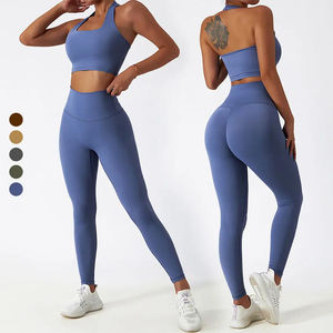 Conjunto Deportivo de Gimnasio para Mujer al por Mayor, Personalizado, Transpirable, Chaqueta de Yoga con Cremallera, Sujetador Deportivo, Leggings, Cintura Elástica Sólida - Product Image 2