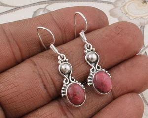 Boucles d'oreilles en argent Antique 925 de pierres précieuses faites à la main de qualité supérieure pour la Saint-Valentin - Product Image 1