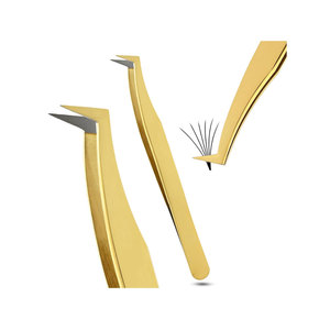 แหนบปลายขนตาสแตนเลสสีทองพร้อมแหนบหนีบขนตาโลโก้แบบกำหนดเอง - Product Image 1