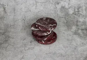Dessous de verre ronds en marbre rouge fabriqués à la main de qualité exportée pour le salon ou la table de cuisine disponibles au prix export - Product Image 3