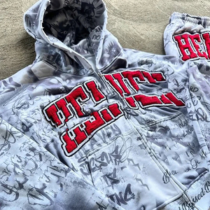 Conjunto Deportivo Personalizado con Estampado Completo, Lavado Ácido, Ecológico, Unisex, Ligero, para Invierno, Estilo Urbano, 360 Gramos, 2 Piezas, Diseño de Autor - Product Image 3