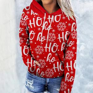 2025 nuevo 100% algodón transpirable pulóver personalizado 3D impreso sudaderas con capucha para mujer elegante Drop-shoulder Premium sudaderas con capucha - Product Image 5