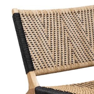 Sillón de Exterior de Madera de Teca con Asiento y Respaldo de Cuerda Tejida en Chevron para Patio/Muebles de Resort, Silla de Exterior de Altura Baja - Product Image 5