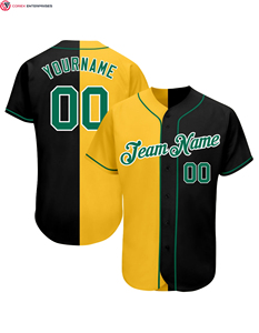 Hot Sale Authentic Sportswear Custom Kelly <b>Green</b> <b>Black</b>-Yellow Split Fashion Heat-Transfer Breathable 100% Polyester Baseball - Product Image 3