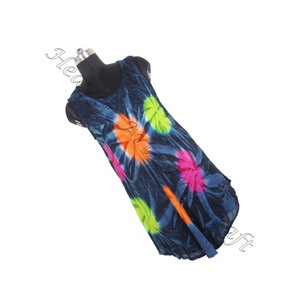 New Arrival Shiny Rayon Woven Tie Dye Printed Fabric <b>Dress</b> for Women <b>Long</b> Maxi Sleeveless Tie Dye Sexy Party Style - Product Image 3