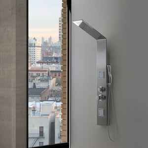 Panel de Ducha de Hidromasaje de Acero Cepillado con Ducha Superior, Conjunto de Baño - Product Image 2