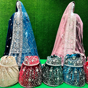 Majestuoso esplendor nupcial 10 exquisitos diseños Farsi Sharara con llamarada pesada completa y lujosas bodas indias pakistaníes Dupattas - Product Image 1