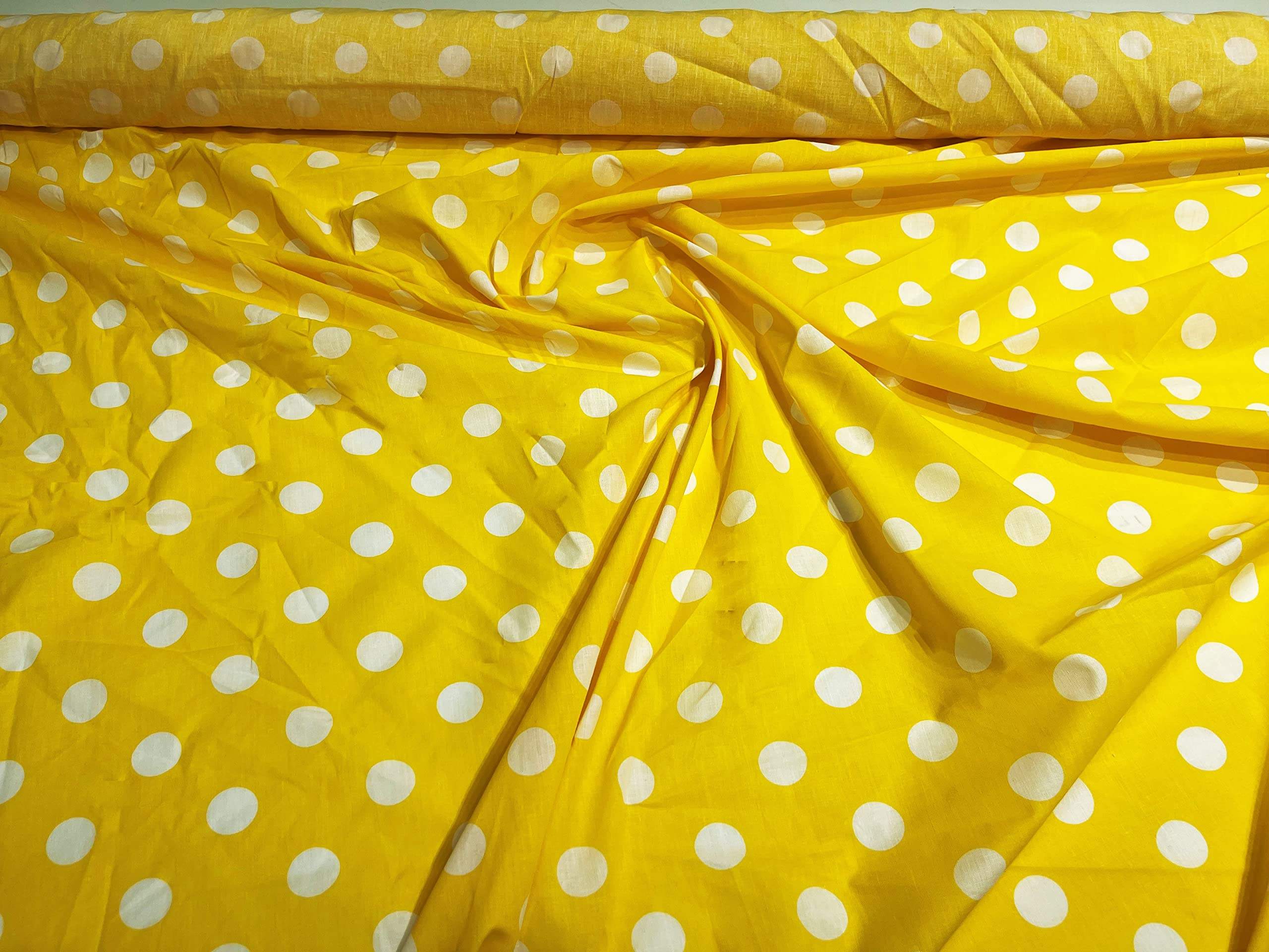 yellow white polka dot fabric
