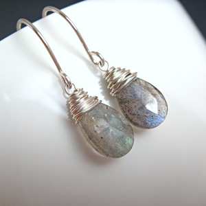 ต่างหูอัญมณีรูปหยดน้ำตาส่องประกายระยิบระยับของลาบราดอไรต์ธรรมชาติ925เครื่องประดับเงินสเตอร์ลิงต่างหูแบบห้อยราคาพิเศษ - Product Image 5