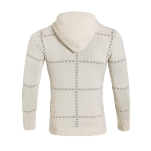 Pull à capuche rétro pour hommes Sweat-shirt tricoté à carreaux classique Pull ample décontracté Design ODM Supply Streetwear Pull à capuche - Product Image 4