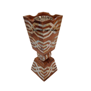 Nouveau brûleur d'encens Bakhoor arabe en bois d'acacia avec motif de doublure de coquillage poli pour la décoration de parfum à la maison - Product Image 2