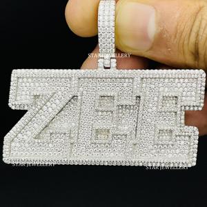 Colgante de letra personalizado de color Iced Out VVS Moissanite D, colgante de plata Hip Hop VVS Moissanite, colgante personalizado VVS Moissanite - Product Image 1