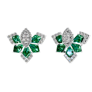 Boucles d'oreilles tendance en or massif 14 carats fin OEM ODM fabricant de bijoux diamant synthétique émeraude cultivé en laboratoire style Hip Hop certifiées IGI - Product Image 3