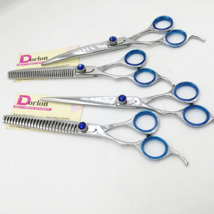 Kit de tijeras para el cuidado de mascotas de 4 Uds., hoja recta, curva y adelgazante, juego de tijeras para cortar el pelo de perro de acero inoxidable con estuche - Product Image 1