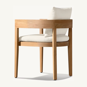 Chaise de salle à manger en teck massif moderne de bonne qualité avec tissu imperméable pour une utilisation en extérieur dans les villas, les maisons, les hôtels et les parcs - Product Image 3