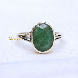 Piedra preciosa de Esmeralda facetada ovalada Natural 925 Plata de ley sólida hecha a mano May Birthstone anillos joyería para venta al por mayor - Product Image 1