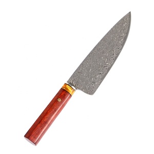 Venta al por mayor personalizado de alta calidad OEM ODM servicio profesional japonés mango de madera Acero de Damasco afilado Chef cocina Chef cuchillo - Product Image 3