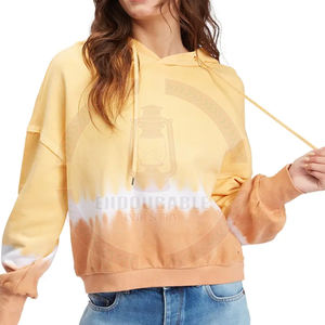 เสื้อฮู้ดแขนยาวลำลองสำหรับผู้หญิง XS ไซส์พิเศษพิมพ์ลายมัดย้อมใส่สบายผ้าเทอร์รี่คุณภาพสูง - Product Image 4