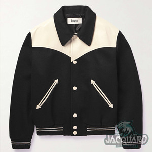 Chaqueta de béisbol de cuero de dos colores personalizada para hombre, nuevo diseño Varsity Bomber con plumas, accesorio de temporada de invierno de talla grande - Product Image 1