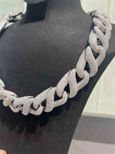 Vente chaude collier 925 argent VVS Moissanite chaîne cubaine Hip Hop collier mode collier hommes chaîne cubaine - Product Image 5