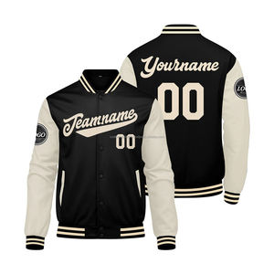 Veste universitaire universitaire personnalisée avec corps en laine et manches en cuir col montant-MCACVJ-48 en vrac logos brodés sur le devant - Product Image 1