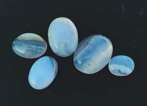 Lot de pierres précieuses d'agate en dentelle bleue naturelle, cabochon ovale de 5 pièces, pierres lâches - Product Image 5