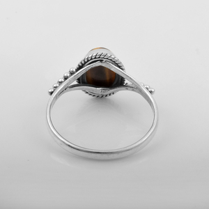 Anillo de piedras preciosas de cabujón de ojo de tigre Natural, joyería de plata de ley 925 sólida para mujeres y niñas, anillos Eternity Vermeil - Product Image 5