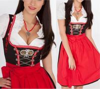 Costume d'Oktoberfest bavarois pour adulte, robe Dirndl allemande en coton avec tablier, coupe ajustée, 6 couleurs pour festival, vente en gros